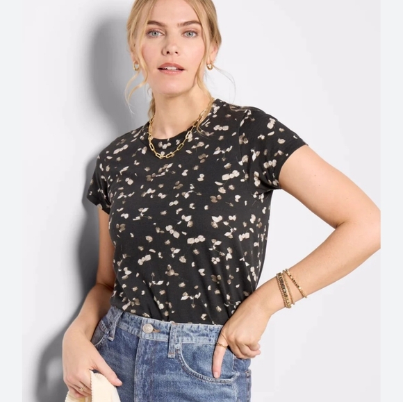 *NEW* Rag & Bone Black Floral Short Sleeve Tee - Picture 2 of 6